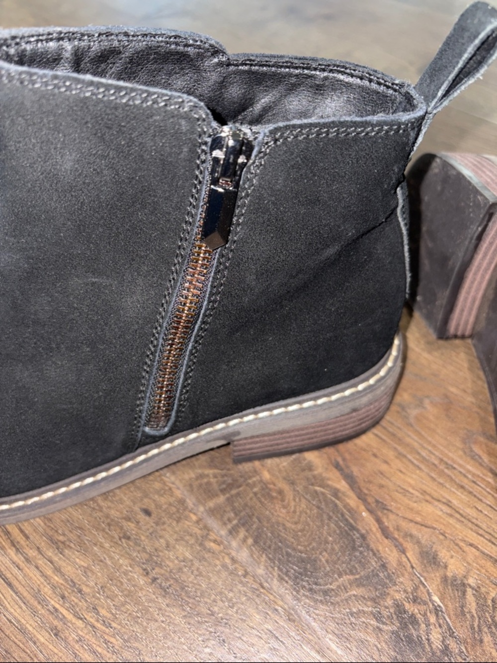 Crown Vintage Black Suede Ankle Boots 9.5 Side Zip Chukka Booties - Picture 7 of 8